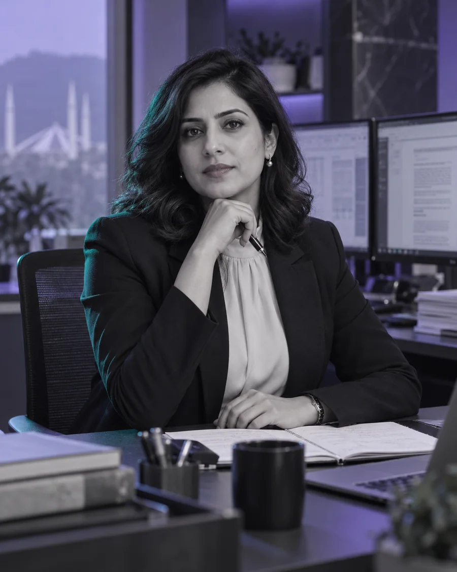 Representative Pakistani tax and accounting operations leader, age 38, in a professional advisory office